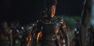 Viola Davis as General Nanisca in The Woman King, directed by Gina Prince-Bythewood. Photo: Ilze Kitshoff. Copyright: 2022 CTMG, Inc. All Rights Reserved.