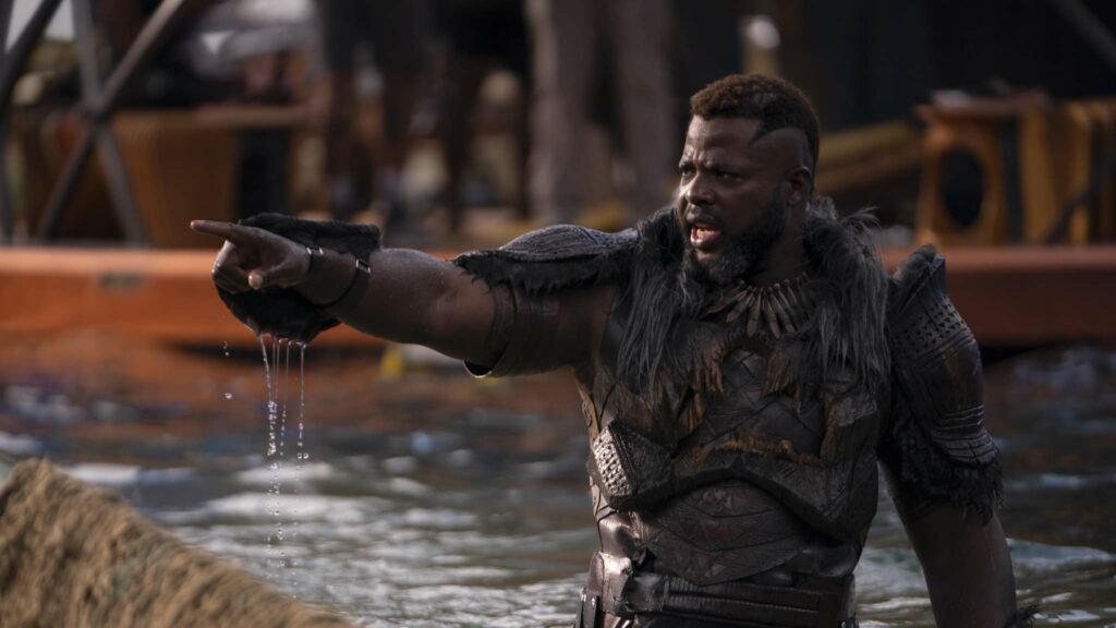 Winston Duke as M'Baku in Black Panther: Wakanda Forever, directed by Ryan Coogler. Photo: Eli Ade. Copyright: 2022 Marvel Studios. All Rights Reserved.