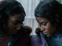 Tamara Lawrance as Jennifer Gibbons and Letitia Wright as June Gibbons in The Silent Twins, directed by Agnieszka Smoczynska. Photo: Lukasz Bak. Copyright: 2022 Focus Features, LLC. All Rights Reserved.