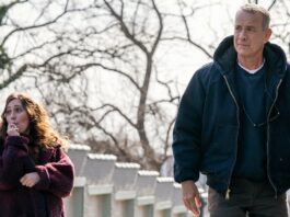 Mariana Trevino as Marisol and Tom Hanks as Otto in A Man Called Otto, directed by Marc Forster. Photo: Niko Tavernise. Copyright: 2022 CTMG, Inc. All Rights Reserved.