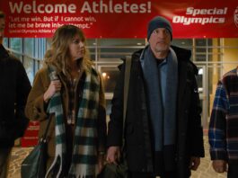 Matt Cook as Sonny, Kaitlin Olson as Alex, Woody Harrelson as Marcus and Cheech Marin as Julio in Champions, directed by Bobby Farrelly. Copyright: Focus Features LLC. All Rights Reserved.