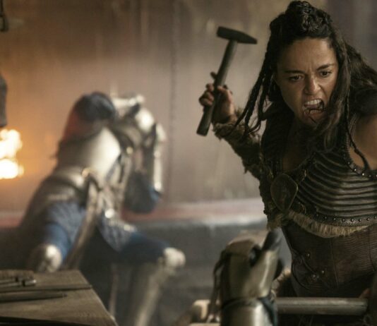 Michelle Rodriguez as Holga in Dungeons & Dragons Honour Among Thieves, directed by John Francis Daley and Jonathan Goldstein. Photo: Aidan Monaghan. Copyright: Paramount Pictures. All Rights Reserved. Dungeons & Dragons and all related characters are trademarks Of Hasbro. All Rights Reserved.