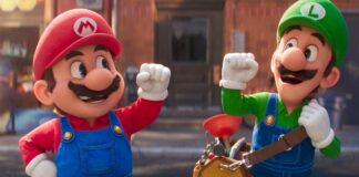 Mario (voiced by Chris Pratt) and Luigi (Charlie Day) in The Super Mario Bros. Movie, directed by Aaron Horvath and Michael Jelenic. Copyright: Nintendo/Illumination Entertainment/Universal Pictures. All Rights Reserved.