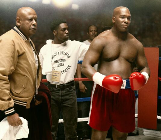 Forest Whitaker as Doc Broadus and Khris Davis as George Foreman in Big George Foreman: The Miraculous Story Of The Once And Future Heavyweight Champion Of The World, directed by George Tillman Jr. Photo: Alan Markfield. Copyright: CTMG, Inc. All Rights Reserved.