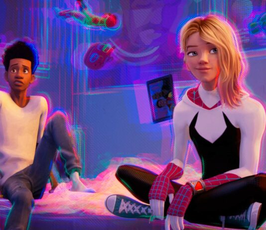 Miles Morales (Shameik Moore) and Gwen Stacy (Hailee Steinfeld) in Spider-Man: Across The Spider-Verse (Part One). Copyright: CTMG, Inc. All Rights Reserved.
