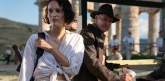 Phoebe Waller-Bridge as Helena and Harrison Ford as Indiana Jones in Indiana Jones And The Dial Of Destiny, directed by James Mangold. Photo: Jonathan Olley. Copyright: Lucasfilm Ltd. All Rights Reserved.