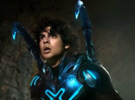 Xolo Mariduena as Jaime Reyes in Blue Beetle, directed by Angel Manuel Soto. Photo: Hopper Stone/SMPSP. Copyright: Warner Bros. Entertainment Inc. All Rights Reserved.