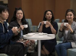 Sabrina Wu as Deadeye, Sherry Cola as Lolo, Stephanie Hsu as Kat and Ashley Park as Audrey in Joy Ride, directed by Adele Lim. Photo: Ed Araquel. Copyright: Lionsgate. All Rights Reserved.