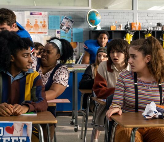 Ayo Edebiri stars as Josie, Nicholas Galitzine as Jeff, Zamani Wilder as Annie, Summer Joy Campbell as Sylvie, Ruby Cruz as Hazel and Rachel Sennott as PJ in Bottoms, directed by Emma Seligman. Photo: Patti Perret. Copyright: Orion Releasing LLC. All Rights Reserved.