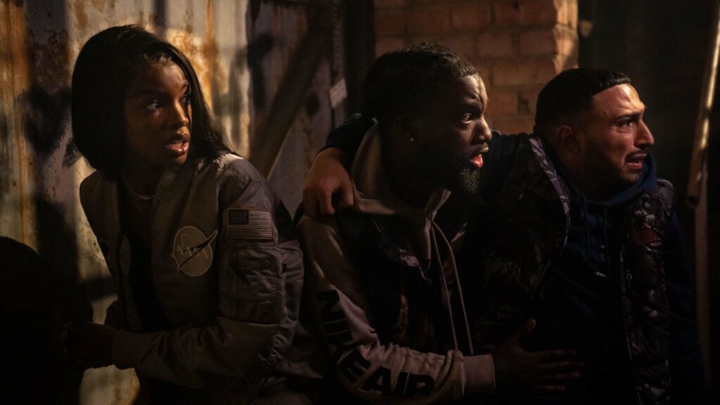 Leomie Anderson, Jazzie Zonzolo and Adam Deacon in Sumotherhood, directed by Adam Deacon. Photo: Colin J Smith. Copyright: Paramount Pictures. All Rights Reserved.