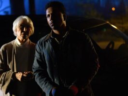 Ellen Burstyn as Chris MacNeil and Leslie Odom, Jr as Victor Fielding in The Exorcist: Believer, directed by David Gordon Green. Photo: Anne Marie Fox. Copyright: Universal Studios. All Rights Reserved.