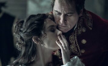 Vanessa Kirby as Empress Josephine and Joaquin Phoenix as Napoleon Bonaparte in Napoleon, directed by Ridley Scott. Photo: Aidan Monaghan. Copyright: Apple. All Rights Reserved.