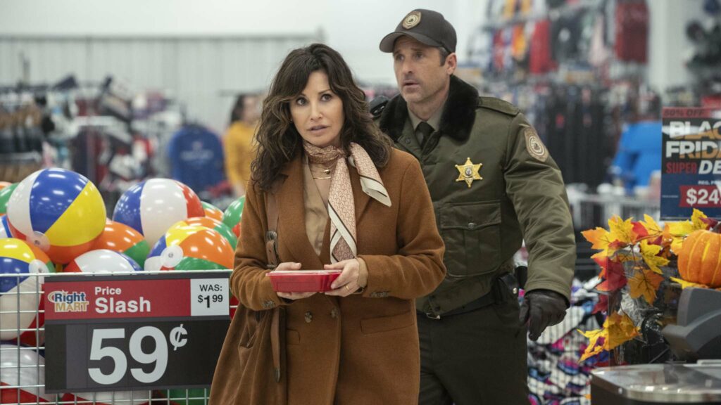 Gina Gershon and Patrick Dempsey as Sheriff Newlon in Thanksgiving, directed by Eli Roth. Photo: Pief Weyman. Copyright: CTMG. All Rights Reserved.