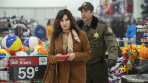 Gina Gershon and Patrick Dempsey as Sheriff Newlon in Thanksgiving, directed by Eli Roth. Photo: Pief Weyman. Copyright: CTMG. All Rights Reserved.