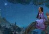 Asha (voiced by Ariana DeBose) and pyjama-wearing goat Valentino (Alan Tudyk) in Wish, directed by Chris Buck and Fawn Veerasunthorn. Copyright: Disney. All Rights Reserved.