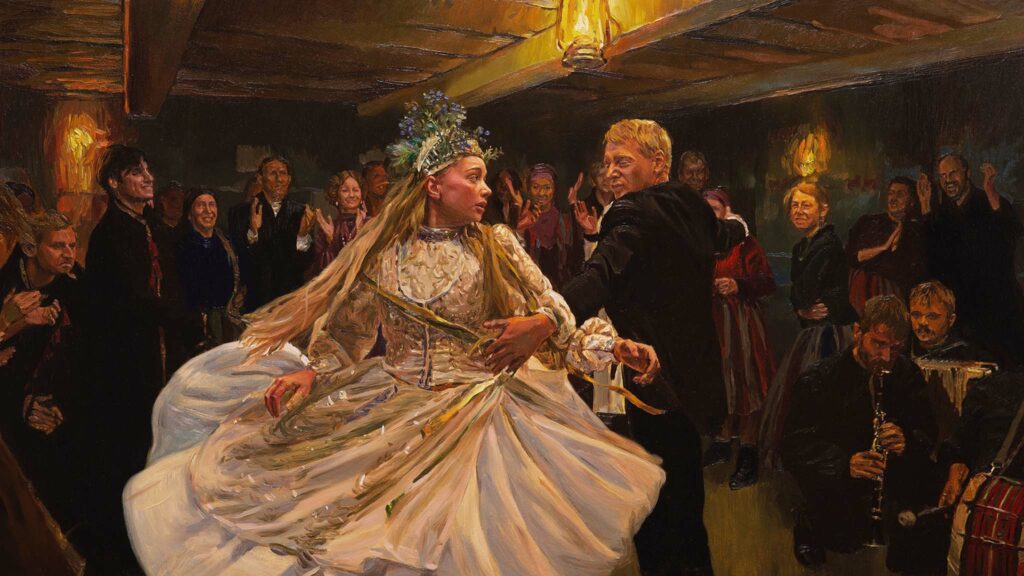 Kamila Urzedowska as Jagna Paczesiowna and Robert Gulaczyk as Antek Boryna in The Peasants, directed by DK Welchman and Hugh Welchman. Copyright: Vertigo Releasing. All Rights Reserved.