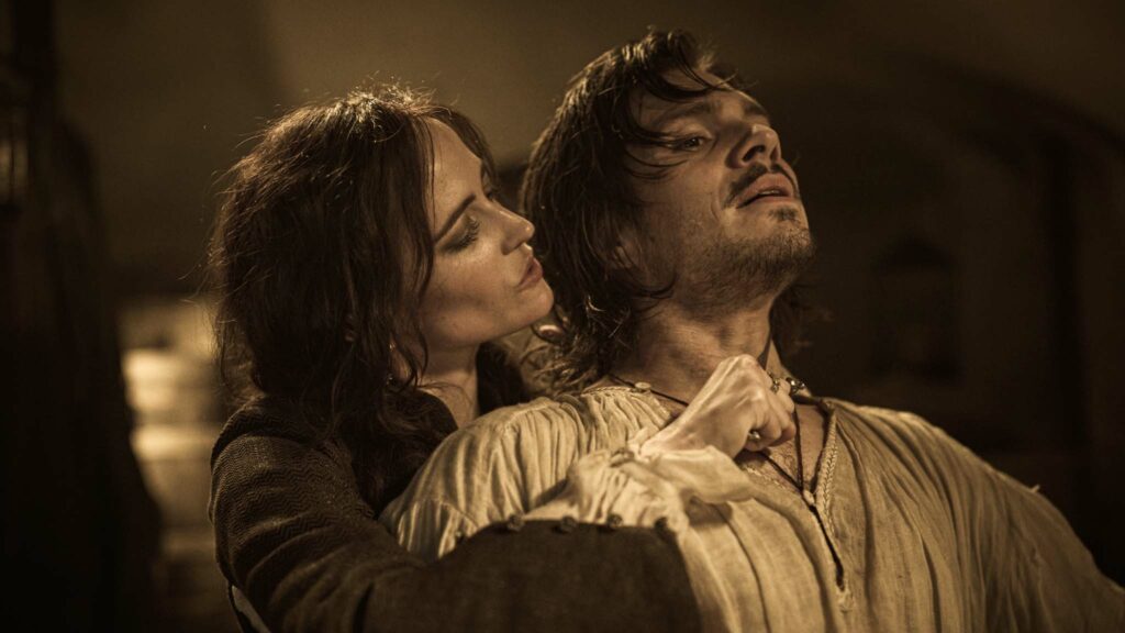 Eva Green as Milady and Francois Civil as D'Artagnan in The Three Musketeers: Milady, directed by Martin Bourboulon. Photo: Ben King. Copyright: Entertainment Film Distributors. All Rights Reserved.