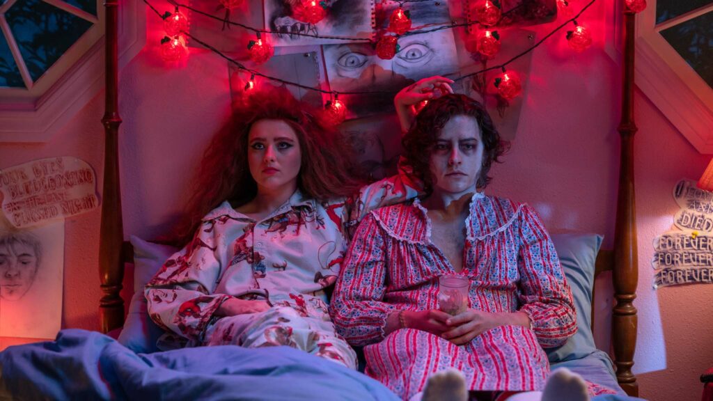 Kathryn Newton as Lisa Swallows and Cole Sprouse as The Creature in Lisa Frankenstein, directed by Zelda Williams. Photo: Michele K Short. Copyright: Focus Features. All Rights Reserved.