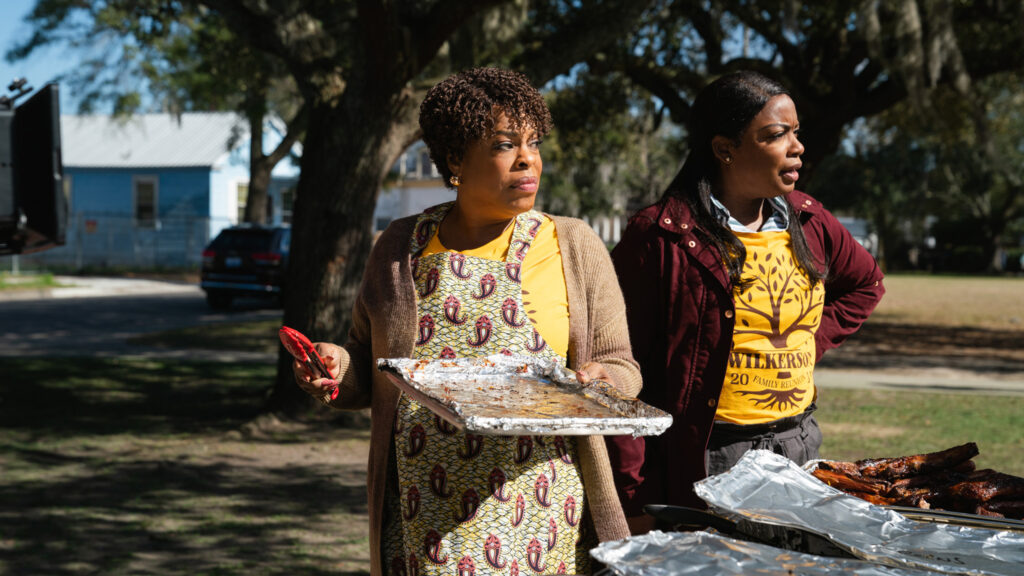 Niecy Nash as Marion Wilkerson and Aunjanue Ellis-Taylor as Isabel Wilkerson in Origin, directed by Ava DuVernay. Copyright: Black Bear. All Rights Reserved.