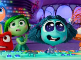 Anger (voiced by Lewis Black), Joy (Amy Poehler), Disgust (Liza Lapira), Envy (Ayo Edebiri) and Anxiety (Maya Hawke) in Inside Out 2, directed by Kelsey Mann. Copyright: Disney/Pixar. All Rights Reserved.