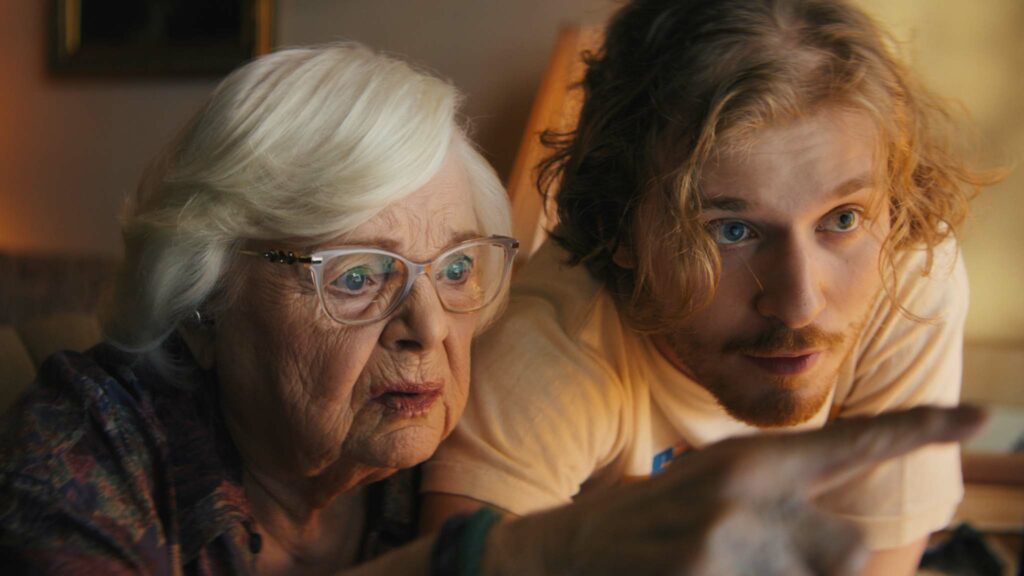 June Squibb as Thelma and Fred Hechinger as Daniel in Thelma, directed by Josh Margolin. Copyright: Universal Studios. All Rights Reserved.