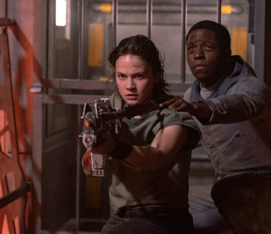 Cailee Spaeny as Rain Carradine and David Jonsson as Andy in Alien: Romulus, directed by Fede Alvarez. Photo: Murray Close. Copyright: 20th Century Studios. All Rights Reserved.