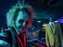Michael Keaton as Beetlejuice in Beetlejuice Beetlejuice, directed by Tim Burton. Photo: Parisa Taghizadeh. Copyright: Warner Bros. Entertainment Inc. All Rights Reserved.