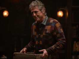 Hugh Grant as Mr Reed in Heretic, directed by Scott Beck and Bryan Woods. Copyright: A24. All Rights Reserved.