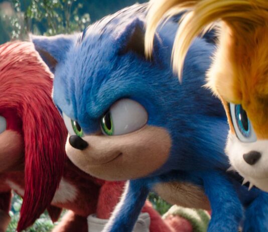 Knuckles (voiced by Idris Elba), Sonic (Ben Schwartz) and Tails (Colleen O'Shaughnessey) in Sonic The Hedgehog 3, directed by Jeff Fowler, Copyright: Paramount Pictures and Sega of America, Inc. All Rights Reserved.