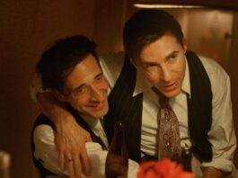 Adrien Brody as Laszlo Toth and Alessandro Nivola as Attila in The Brutalist, directed by Brady Corbet. Copyriight: Universal Pictures. All Rights Reserved.
