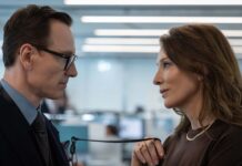 Michael Fassbender as George Woodhouse and Cate Blanchett as Kathryn St Jean in Black Bag, directed by Steven Soderbergh. Photo: Claudette Barius. Copyright: Focus Features, LLC. All Rights Reserved.
