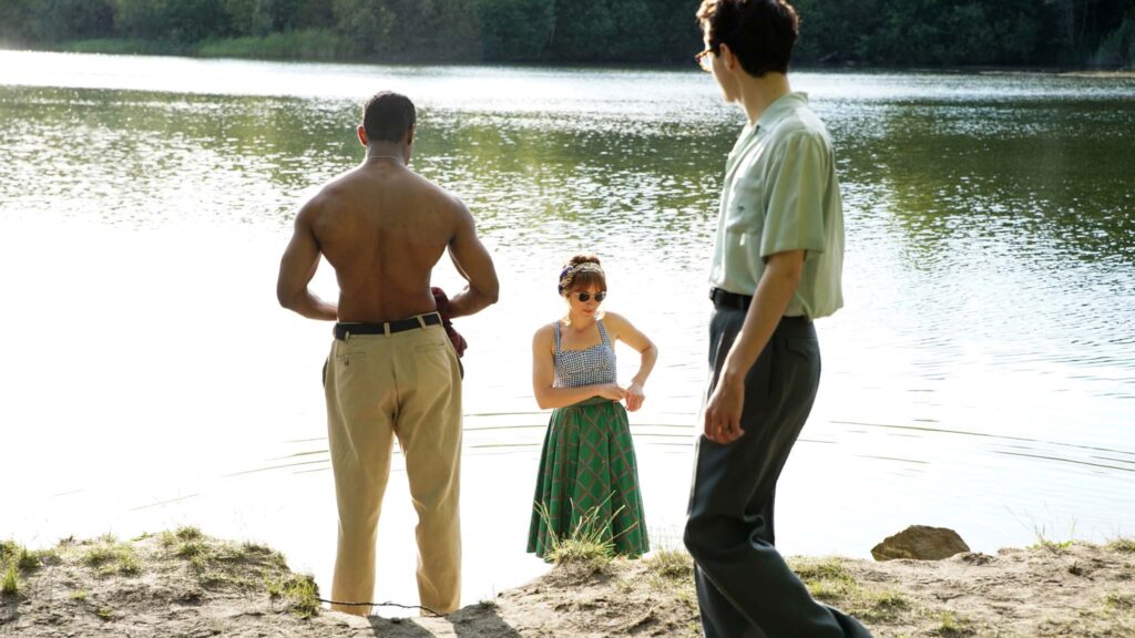 Morgan Bailey as Jimmy, Anais Demoustier as Madeleine and Vincent Lacoste as Francois in Along Came Love, directed by Katell Quillevere. Copyright: Curzon. All Rights Reserved.