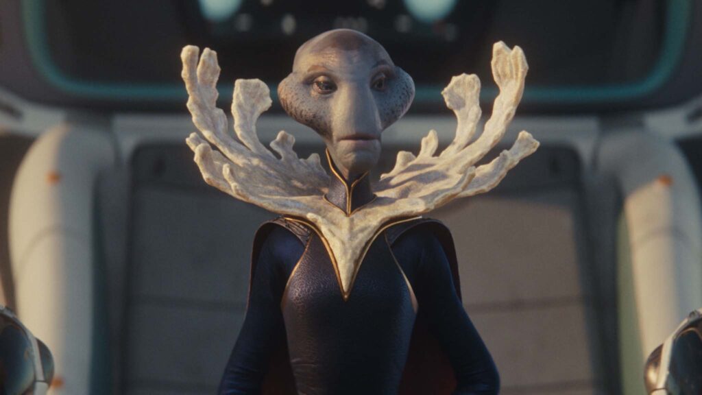 Grand Councilwoman voiced by Hannah Waddingham in Disney’s Lilo & Stitch, directed by Dean Fleischer Camp. Copyright: 2025 Disney Enterprises Inc. All Rights Reserved.