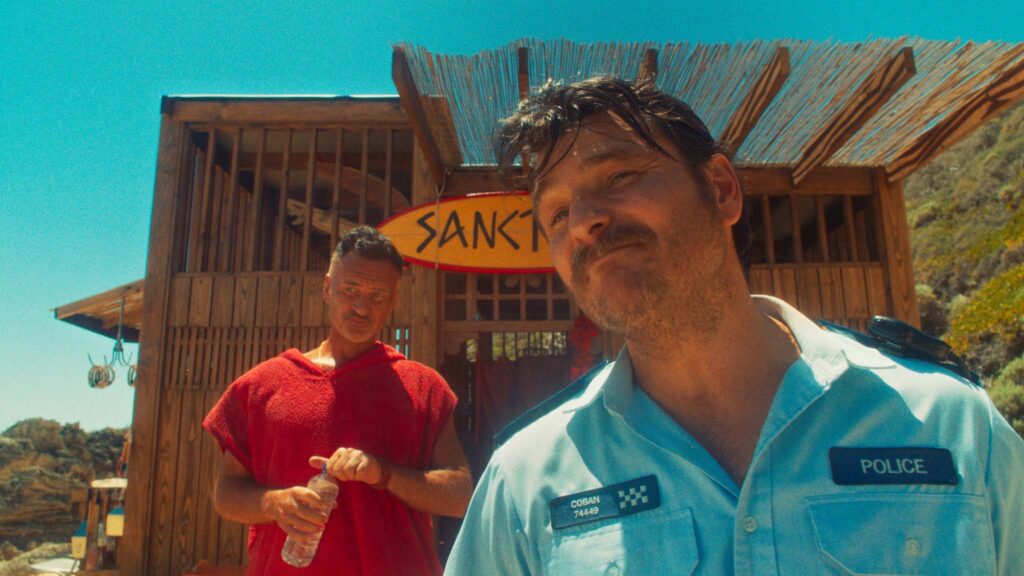 Julian McMahon as Scally and Justin Rosniak as Coban in The Surfer, directed by Lorcan Finnegan. Copyright: Vertigo Releasing. All Rights Reserved.