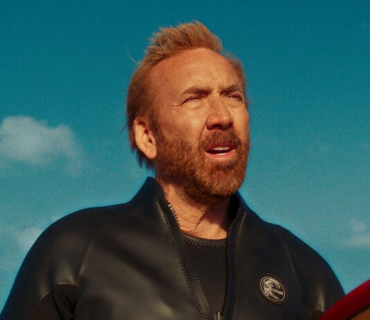 Nicolas Cage as The Surfer in The Surfer, directed by Lorcan Finnegan. Copyright: Vertigo Releasing. All Rights Reserved.