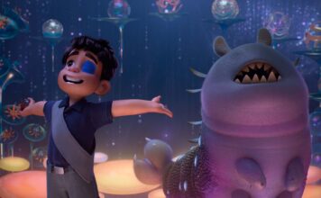 Elio (voice of Yonas Kibreab) and Glordon (Remy Edgerly) in Elio, directed by Adrian Molina, Domee Shi and Madeline Sharafian. Copyright: Disney/Pixar. All Rights Reserved.