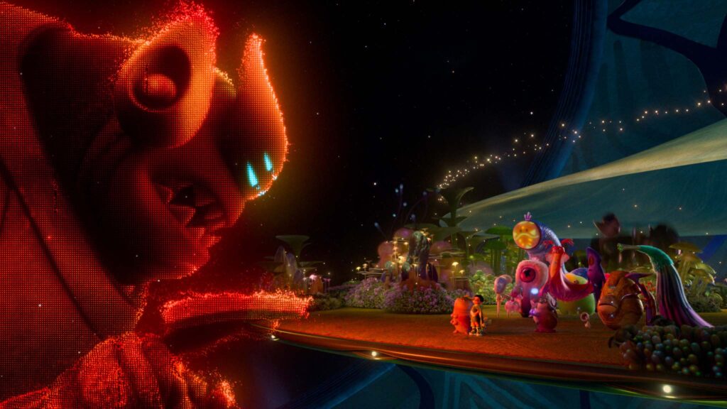 Lord Grigon (voice of Brad Garrett), Glordon (Remy Edgerly) and Elio (Yonas Kibreab) in Elio, directed by Adrian Molina, Domee Shi and Madeline Sharafian. Copyright: Disney/Pixar. All Rights Reserved.