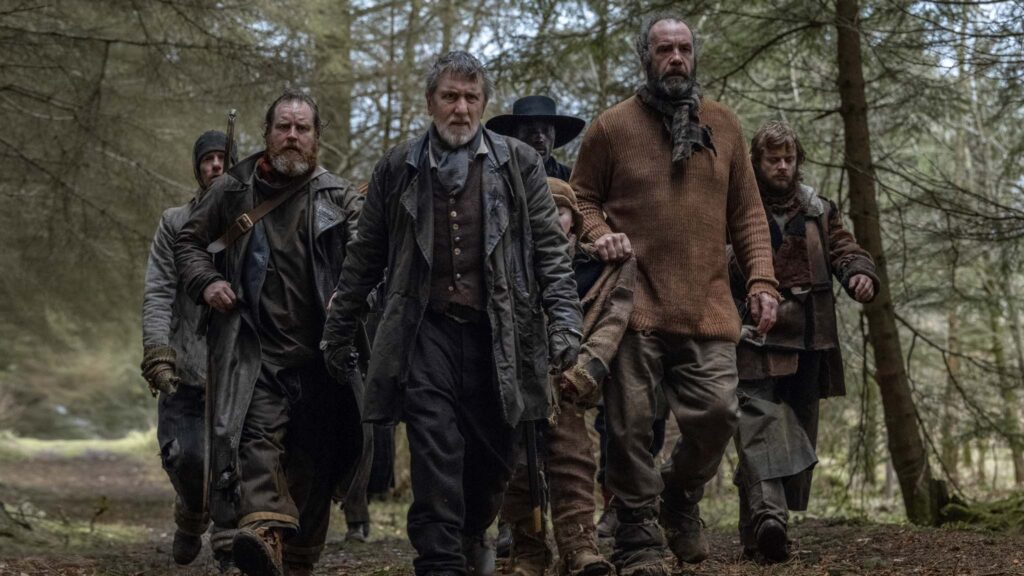Jamie Michie as Archer, Tim Roth as Sugarman, Rory McCann as Kitten and Jack Morris as Squid Lips in Tornado, directed by John Maclean. Photo: Norman Wilcox-Geissen. Copyright: Lionsgate. All Rights Reserved.