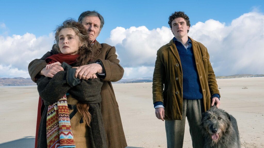Helena Bonham Carter as Margaret Gore, Gabriel Byrne as Muiris Gore and Dónal Finn as Sean Gore in Four Letters Of Love, directed by Polly Steele. Copyright: Vertigo Releasing. All Rights Reserved.