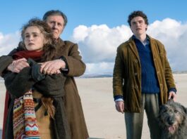 Helena Bonham Carter as Margaret Gore, Gabriel Byrne as Muiris Gore and Dónal Finn as Sean Gore in Four Letters Of Love, directed by Polly Steele. Copyright: Vertigo Releasing. All Rights Reserved.