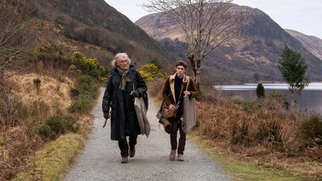 Pierce Brosnan as William Coughlan and Fionn O'Shea as Nicholas Coughlan in Four Letters Of Love, directed by Polly Steele. Copyright: Vertigo Releasing. All Rights Reserved.