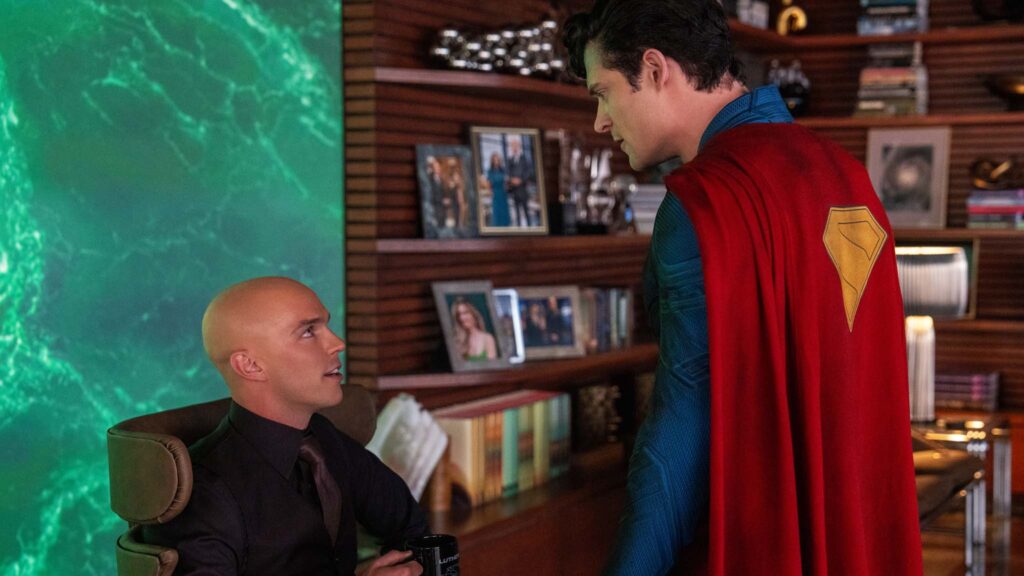 Nicholas Hoult as Lex Luthor and David Corenswet as Superman in Superman, directed by James Gunn. Photo: Jessica Miglio. Copyright: Warner Bros. Entertainment Inc. All Rights Reserved. TM & Copyright DC.