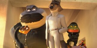 Mr Snake (voiced by Marc Maron), Mr Shark (Craig Robinson), Mr Wolf (Sam Rockwell), Mr Piranha (Anthony Ramos) and Ms Tarantula (Awkwafina) in The Bad Guys 2, directed by Pierre Perifel. Copyright: DreamWorks Animation LLC/Universal Pictures. All Rights Reserved.