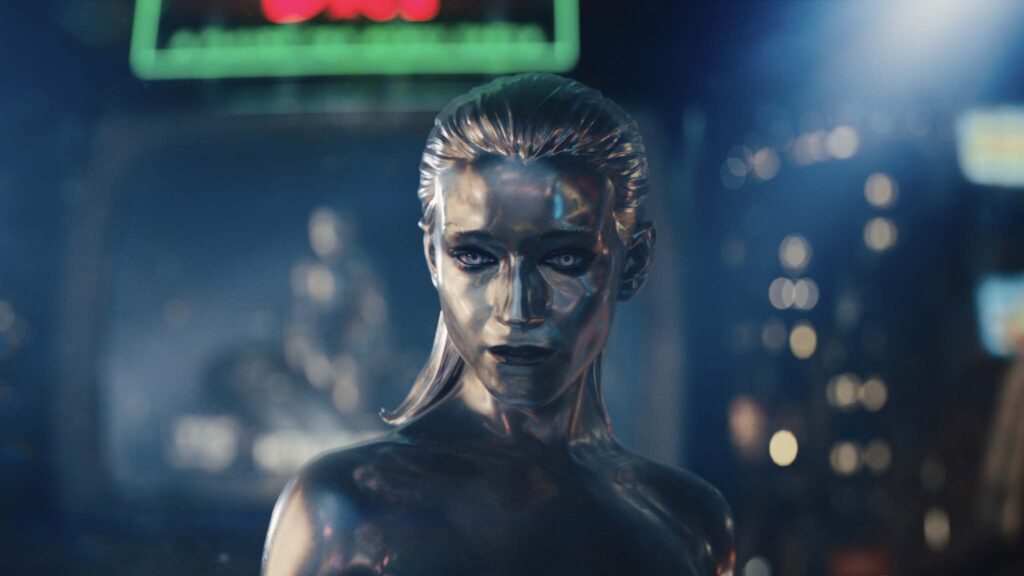 Julia Garner as Shalla-Bal/Silver Surfer in The Fantastic Four: First Steps, directed by Matt Shakman. Copyright: 20th Century Studios/Marvel Studios. All Rights Reserved. Copyright & TM Marvel.