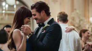 Dakota Johnson and Pedro Pascal in Materialists, directed by Celine Song. Photo: Atsushi Nishijima. Copyright: Adore Matchmaking LLC. All Rights Reserved.