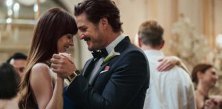 Dakota Johnson and Pedro Pascal in Materialists, directed by Celine Song. Photo: Atsushi Nishijima. Copyright: Adore Matchmaking LLC. All Rights Reserved.