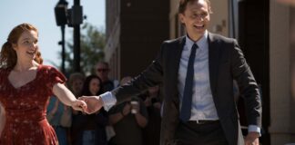 Annalise Basso as Janice Halliday and Tom Hiddleston as Charles 'Chuck' Krantz in The Life Of Chuck, directed by Mike Flanagan. Photo: Dan Anderson. Copyright: Intrepid Pictures. All Rights Reserved.