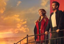 Margot Robbie as Sarah and Colin Farrell as David in A Big Bold Beautiful Journey, directed by Kogonada. Photo: Matt Kennedy. Copyright: CTMG, Inc. All Rights Reserved.