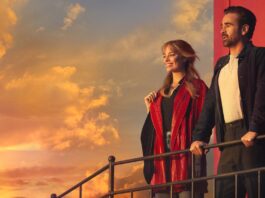 Margot Robbie as Sarah and Colin Farrell as David in A Big Bold Beautiful Journey, directed by Kogonada. Photo: Matt Kennedy. Copyright: CTMG, Inc. All Rights Reserved.