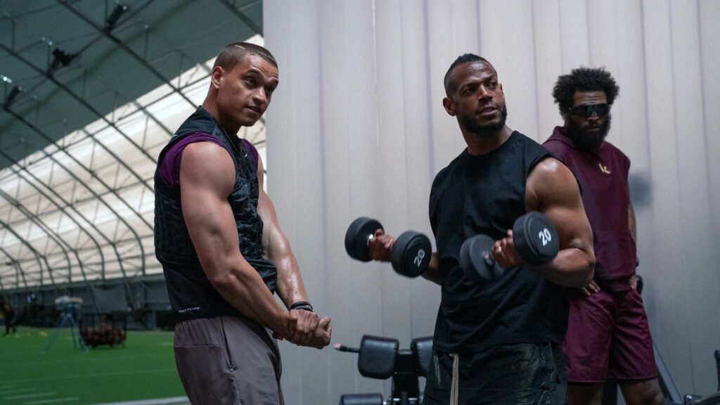 Marlon Wayans as Isaiah and Tyriq Withers as Cam, directed by Justin Tipping. Photo: Parrish Lewis. Copyright: Universal Studios. All Rights Reserved.